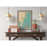 Nj Shore Poster New Jersey Küsten Karte, Retro Strand Poster Nj Shore Poster New Jersey Küsten Karte, Retro Strand Poster von MilesToGoMaps