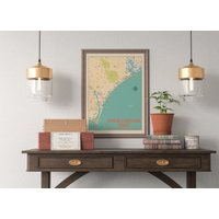 Küste Von Navy Map Print Südcarolina Retro Strand Poster Küste Von Navy Map Print Südcarolina Retro Strand Poster von MilesToGoMaps