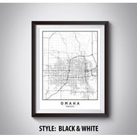 Omaha Nebraska Map Kunstdruck 1940Er Jahre Stil Büro Deko von MilesToGoMaps