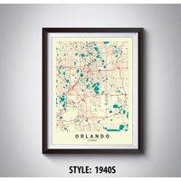 Ornaments Von Florida Map Map Vintage Style Büro Wandkunst von MilesToGoMaps