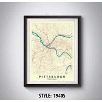 Pittsburgh Pa Map Print Reiseposter Im Vintage Stil von MilesToGoMaps