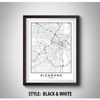 Richmond Va Map Print Reiseposter Im Vintage Stil von MilesToGoMaps