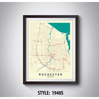 Rochester Ny Karte Print Reiseposter Im Vintage Stil von MilesToGoMaps