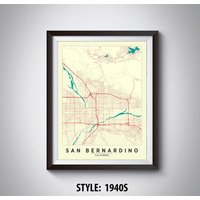 San Bernardino Ca Map Print Vintage Stil Büro Wandkunst von MilesToGoMaps