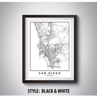 San Diego Map Print 1940S Style, Kalifornien Reisekunst von MilesToGoMaps