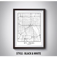 St. Paul Mn Map Print Moderne Straßen - Und Wasserstraße St. Paul Mn Map Print Moderne Straßen - Und Wasserstraße von MilesToGoMaps