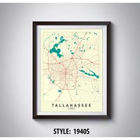 Tallahassee Map Print Florida Reiseposter, Büro Wandkunst von MilesToGoMaps