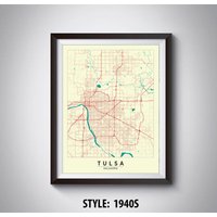 Tulsa Ok Map Print Reiseposter Im Vintage Stil, Büro Wandkunst von MilesToGoMaps