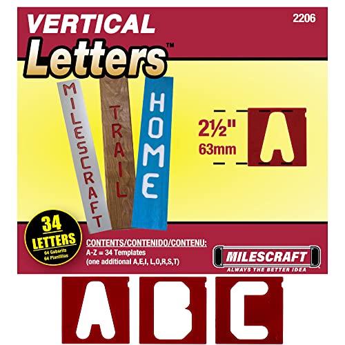 Milescraft 2206 6,3 cm Vertikale Buchstabenvorlagen für Schild PRO & Sign Crafter Jig - Rout Custom Vertikale Holzschilder - 34 Stück von Milescraft