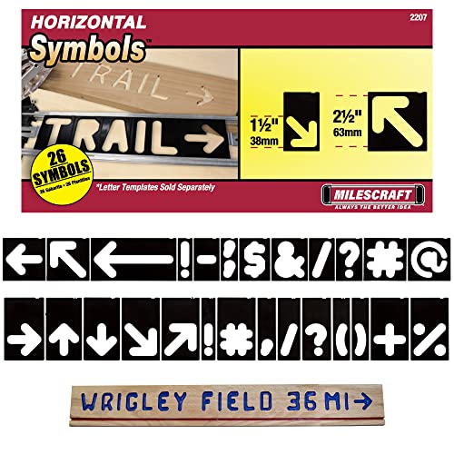 Milescraft 2207 3,8 cm & 6,3 cm Pfeil- und Symbolvorlagen für Sign PRO & Sign Crafter Jig - Rout Custom Holzschilder mit zusätzlichen Symbolen - 26 Stück von Milescraft
