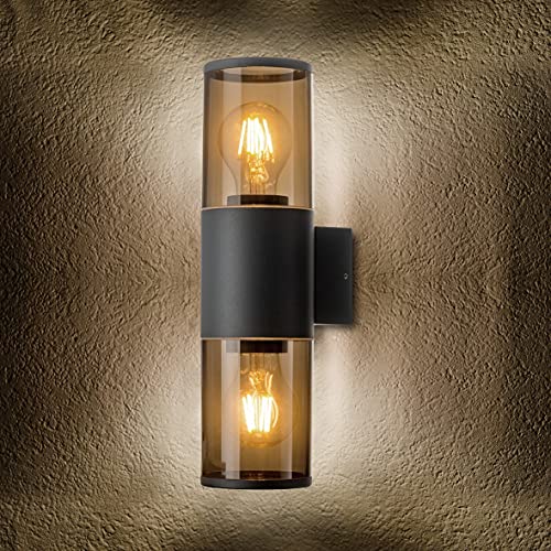 MILI Aussenleuchte Wandleuchte 2x E27 Schwarz matt Aussenlampe von Mili Leuchten