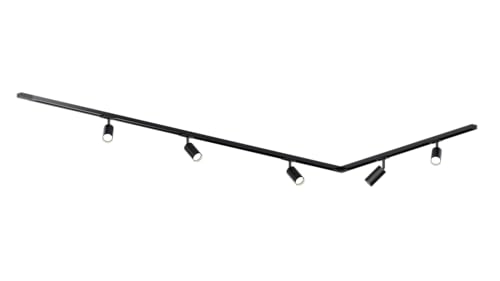 MRail 230V Schienensystem in Schwarz GU10 Spots Komponenten Stangensystem austauschbare LED Leuchtmittel (Set:3x1m+5 Spots+Endeinspeiser+2x gerade+1x L) von Mili Leuchten