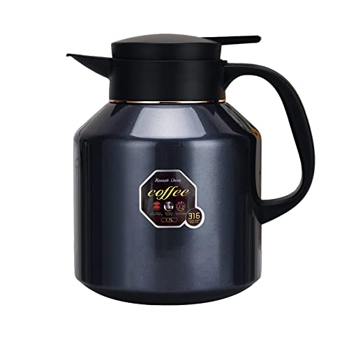 MiliPow Kaffeekanne 1,7 Liter, 12h Warm Halten | 24h Kalt Halten | Doppellagige Vakuumisolierung Thermoskanne 58Oz Heißkaffeeflasche aus Edelstahl (Marineblau) von MiliPow