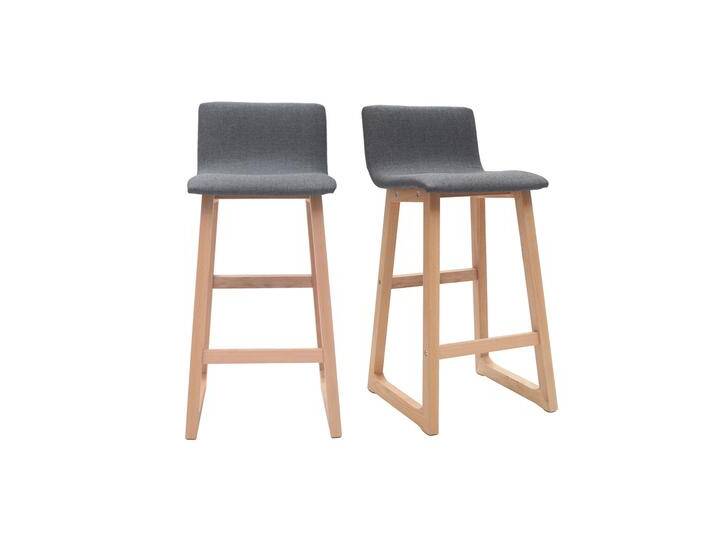 2er-Set Barhocker helles Holz und grauer Stoff OSAKA von Miliboo