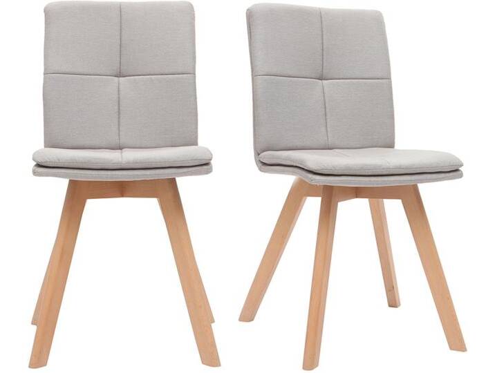 2er-Set Stühle skandinavisch Naturfarben Stoff mit hellen Holzbeinen THEA von Miliboo