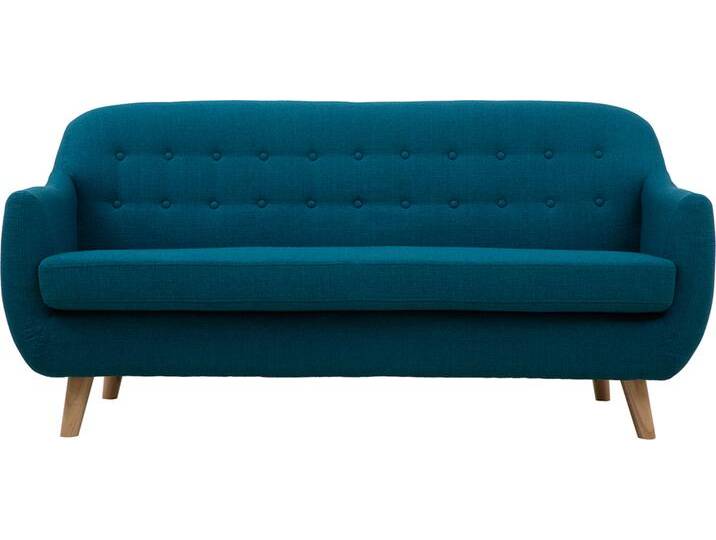 3-Sitzer skandinavisches Sofa mit abnehmbarem Bezug in entenblau und Holz YNOK von Miliboo