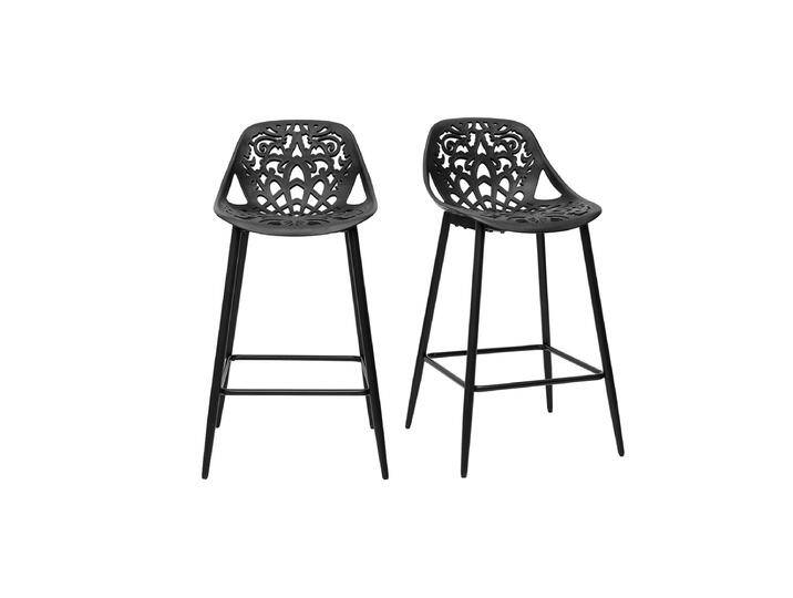 Barhocker Design mit schwarzem Barockmuster 66 cm (2er Set) BAROCCA von Miliboo