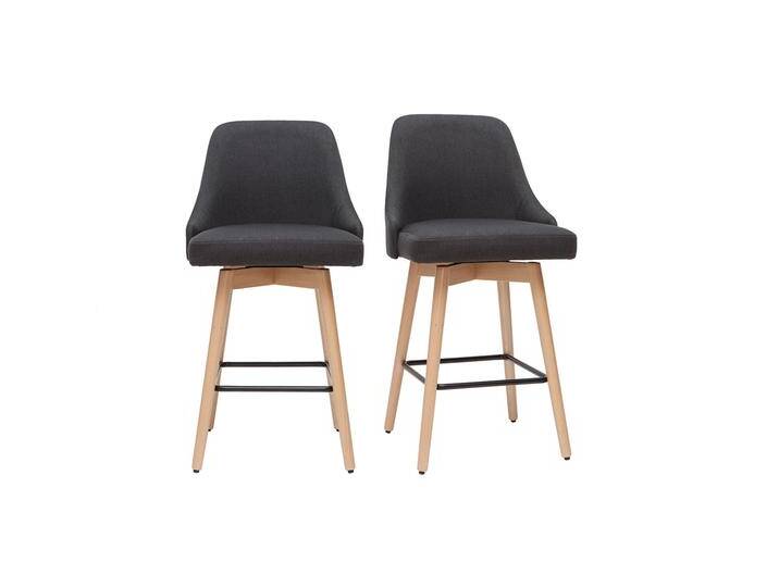 Barhocker HASTA skandinavisches Design dunkelgrauer Bezug H65 cm (2er-Set) von Miliboo