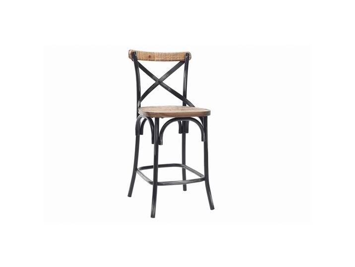 Barhocker Industrie-Look aus Holz und Metall gealtert Schwarz 65 cm JAKE von Miliboo