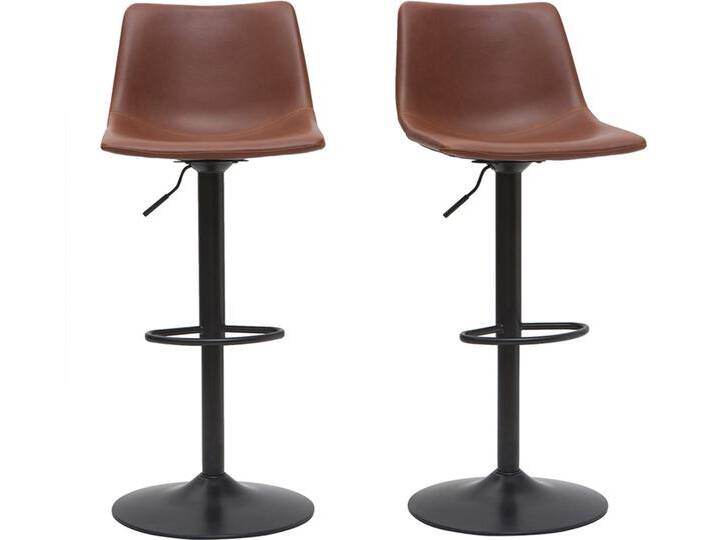 Barhocker Vintage PU Hellbraun 2er Set NEW ROCK Barhocker Vintage PU Hellbraun 2er Set NEW ROCK von Miliboo