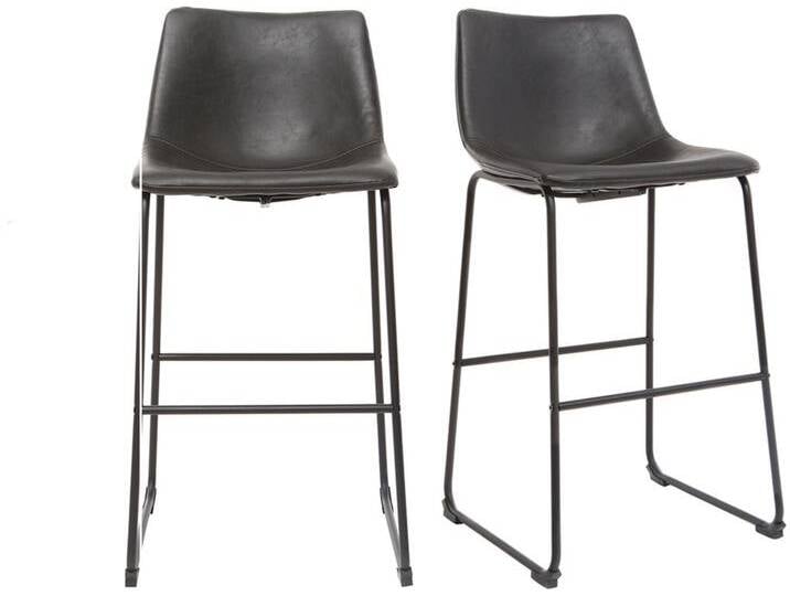 Barhocker Vintage PU Schwarz 73 cm 2er Set NEW ROCK von Miliboo
