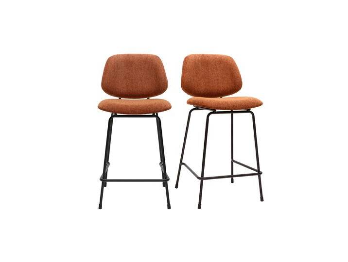Barhocker aus Stoff mit burnt-earth-Effekt und Metall H66.5 cm BARNET (2er-Set) von Miliboo