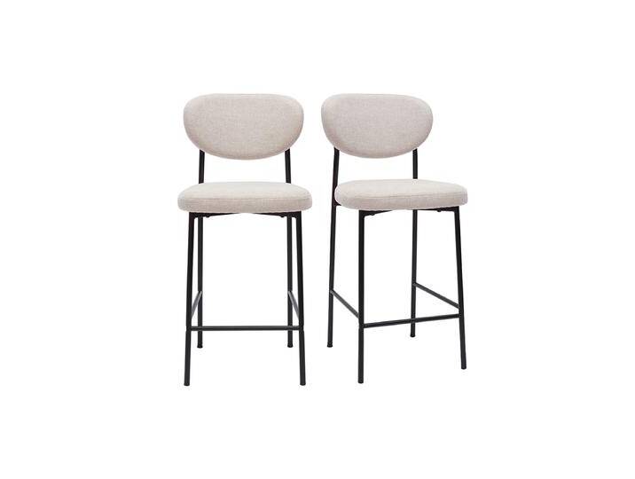 Barhocker aus festem Stoff mit texturiertem Samteffekt in Beige H65 cm (2er-Set) BREKA von Miliboo