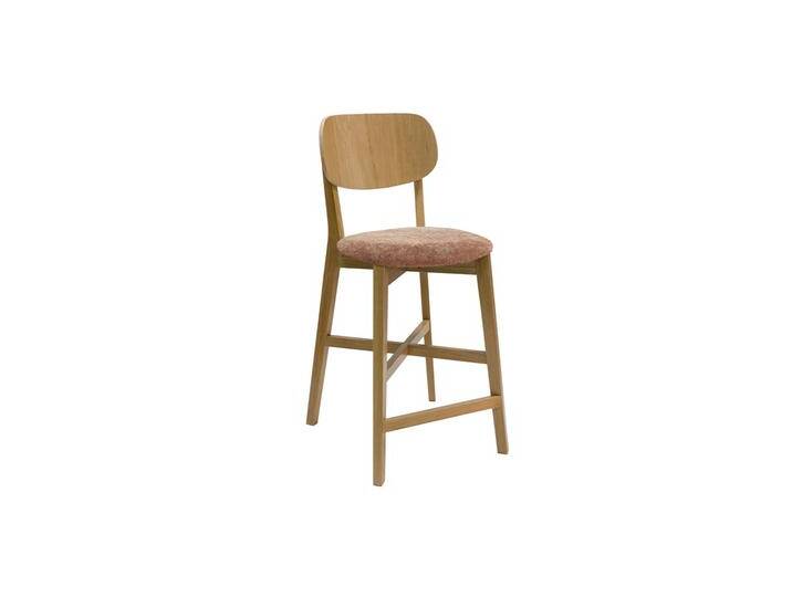 Barhocker aus hellem Eichenholz und Stoff mit Samteffekt Terracotta H65 cm LUCIA von Miliboo