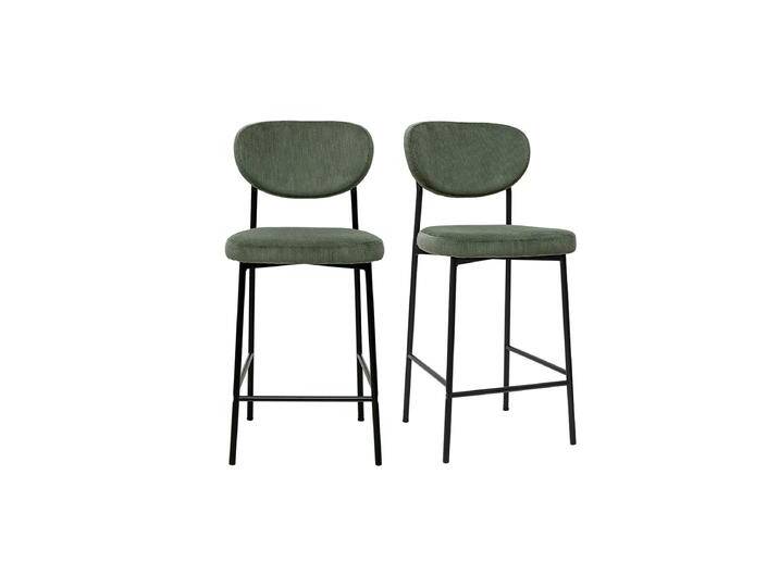 Barhocker aus kordiertem Samt in Khakigrün H65 cm (2er-Set) BREKA von Miliboo