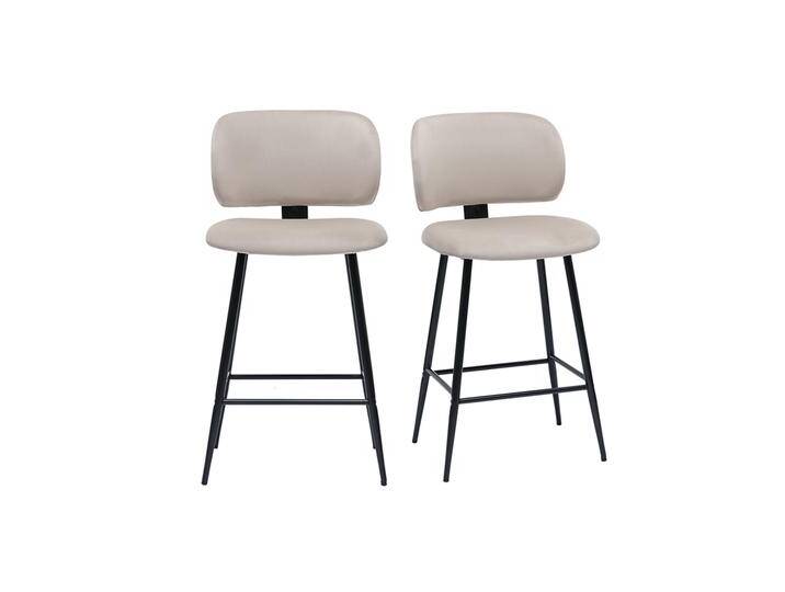 Barhocker aus taupefarbenem Samtstoff und schwarzem Metall H70 cm (2er-Set) ATRIUM von Miliboo