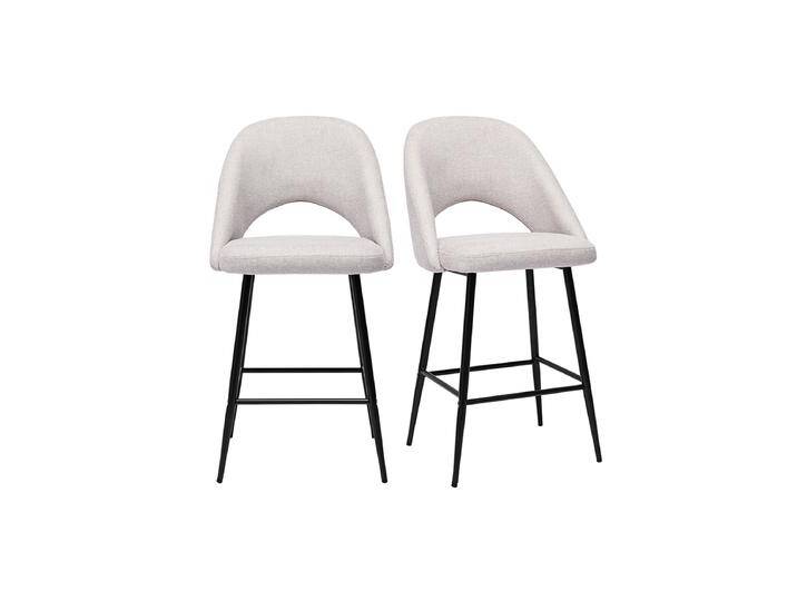 Barhocker beiger Stoff mit Samteffekt H65cm (2er-Set) COSETTE von Miliboo