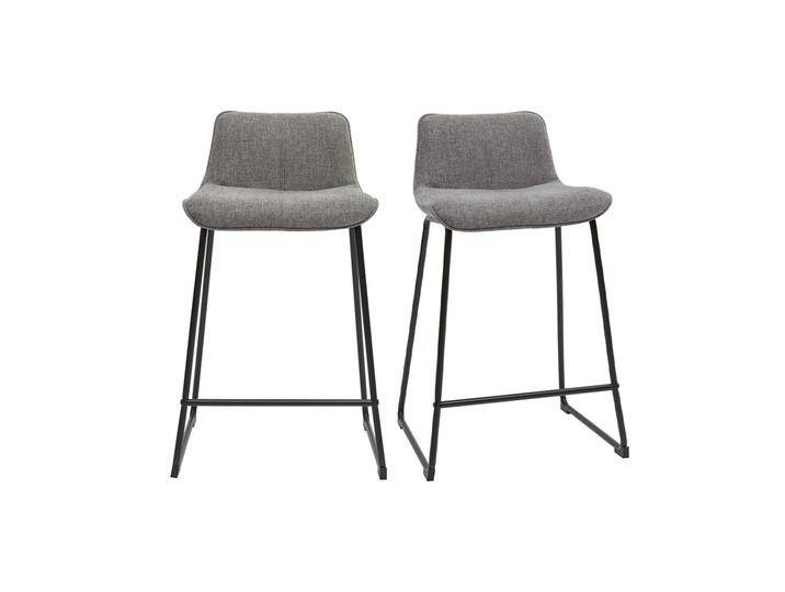 Barhocker grauer Stoff mit Samteffekt und Metall H65 cm (2er-Set) BOOST von Miliboo
