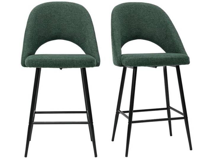 Barhocker grüner Stoff mit Samteffekt H65cm (2er-Set) COSETTE von Miliboo