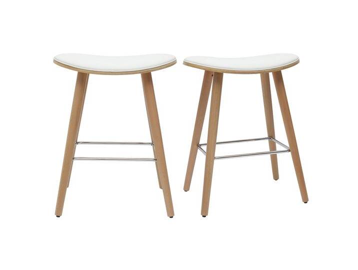 Barhocker helles Holz PU weiß 65 cm (2er-Set) MEADOW von Miliboo
