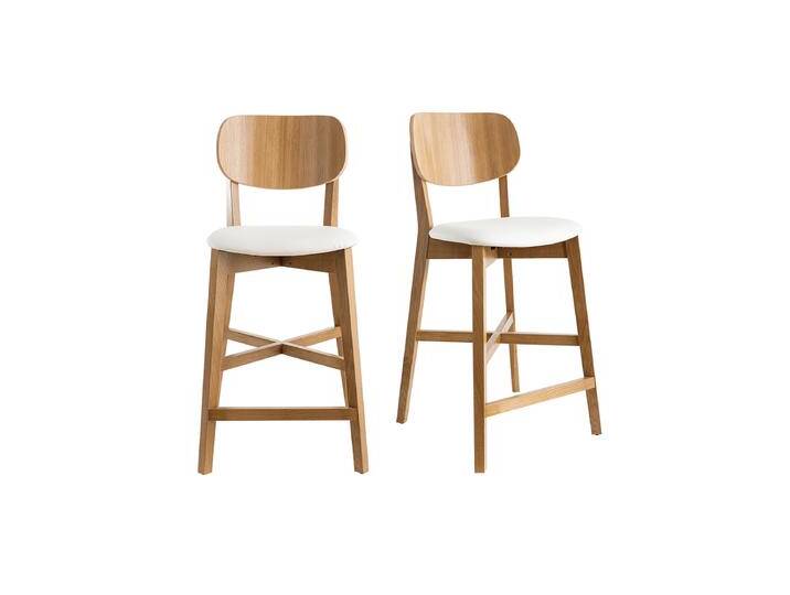Barhocker helles Holz weiß 65 cm (2er-Set) LUCIA von Miliboo