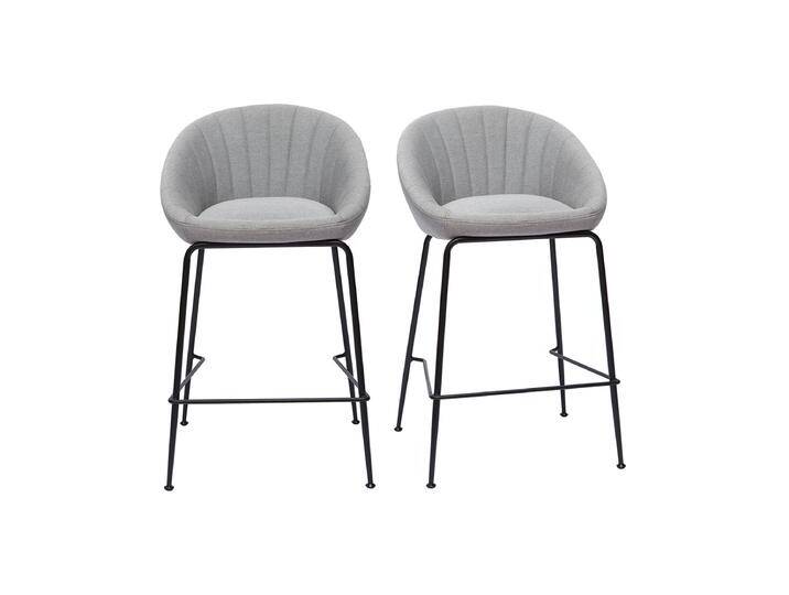 Barhocker hellgrauer Stoff 65cm (2er Set) SHERU von Miliboo