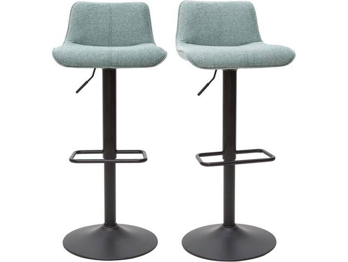 Barhocker höhenverstellbar Stoff mit strukturiertem Samteffekt in Blassgrün und Metall (2er-Set) BOOST von Miliboo