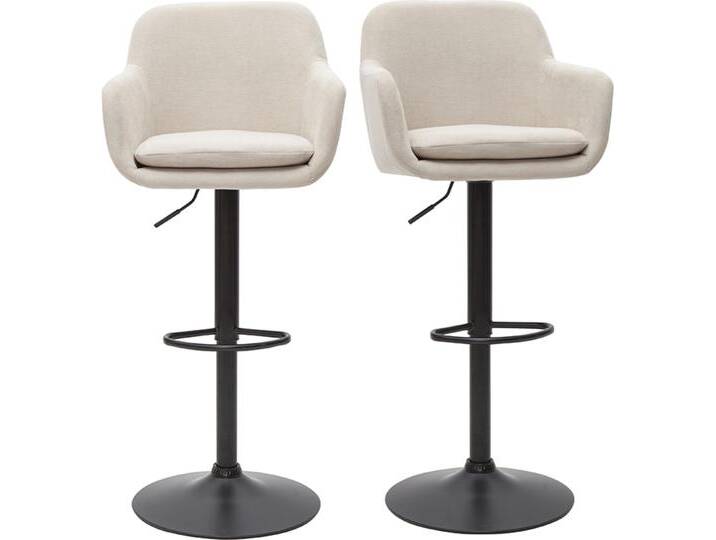 Barhocker höhenverstellbar beiger Stoff mit Samteffekt und Metall (2er-Set) AMIKA von Miliboo