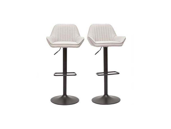Barhocker höhenverstellbar beiger Stoff und schwarzer Fuß 2er-Set RONNIE Barhocker höhenverstellbar beiger Stoff und schwarzer Fuß 2er-Set RONNIE von Miliboo