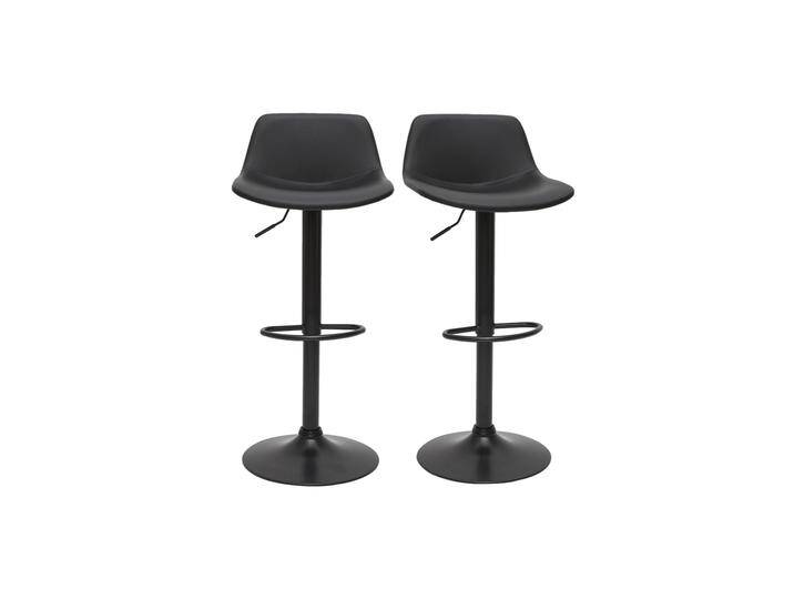 Barhocker höhenverstellbar schwarzes Polyurethan und schwarzes Metall (2er-Set) NONIE von Miliboo