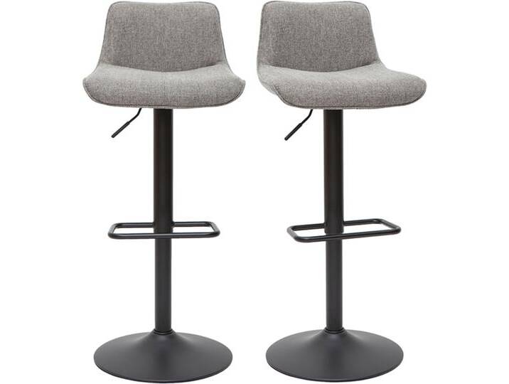 Barhocker höhenverstellbar und um 360° drehbar aus Stoff mit strukturiertem Samteffekt in Grau und Metall (2er-Set) BOOST von Miliboo