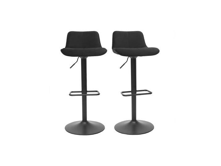 Barhocker höhenverstellbar und um 360° drehbar aus schwarzem Stoff mit Samteffekt und Metall (2er-Set) BOOST von Miliboo