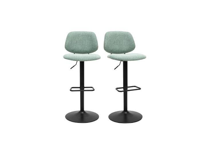 Barhocker im Design-Look mit Stoff in Samtoptik in Zeladongrün und schwarzes Metall BARNET (2er-Set) von Miliboo