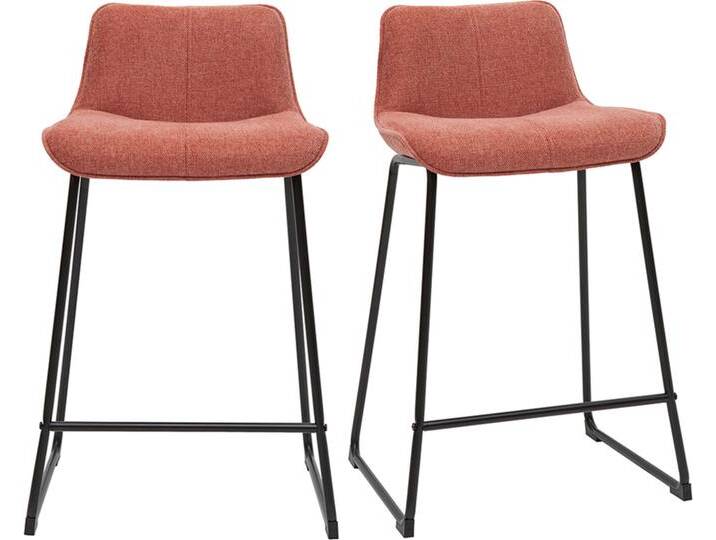 Barhocker in Terracotta mit Samteffekt-Stoff und Metall H65 cm (2er-Set) BOOST von Miliboo