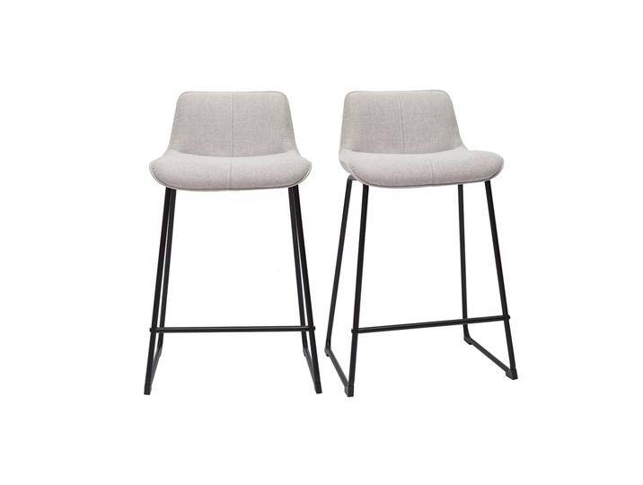 Barhocker in beigem Stoff mit Samteffekt und Metall H65 cm (2er-Set) BOOST von Miliboo