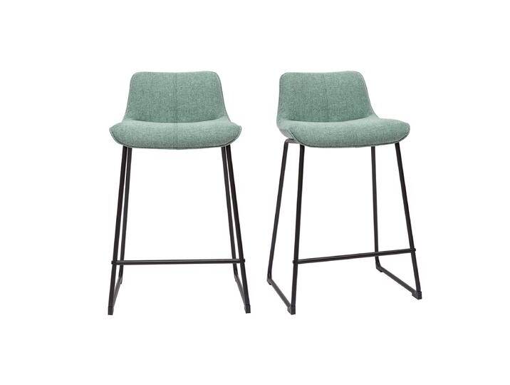 Barhocker in blassgrünem Stoff mit Samteffekt und Metallfuß H65 cm (2er-Set) BOOST von Miliboo