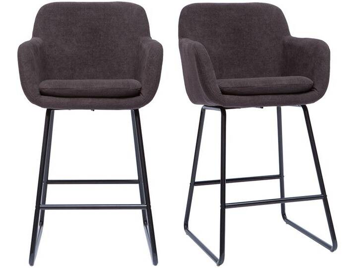 Barhocker mit Samteffekt dunkelgrau H65 cm (2er-Set) AMIKA von Miliboo