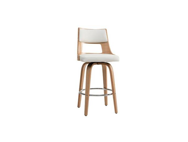Barhocker skandinavisch Weiß helles Holz GARBO von Miliboo