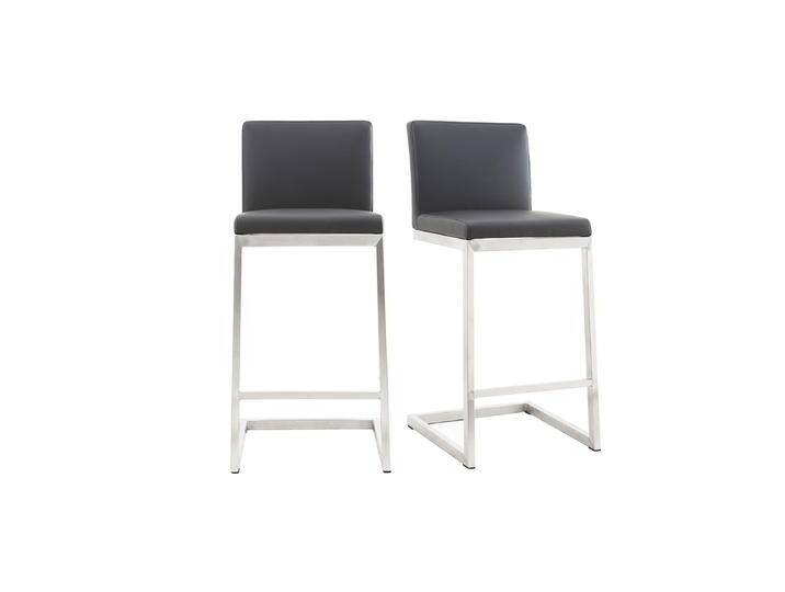 Barhocker zeitgenössisches Design - Aluminium und PU Schwarz - STELLAR (2-er Set) von Miliboo