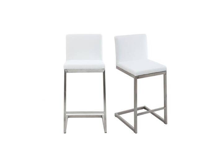 Barhocker zeitgenössisches Design - Aluminium und PU Weiß - STELLAR (2-er Set) von Miliboo